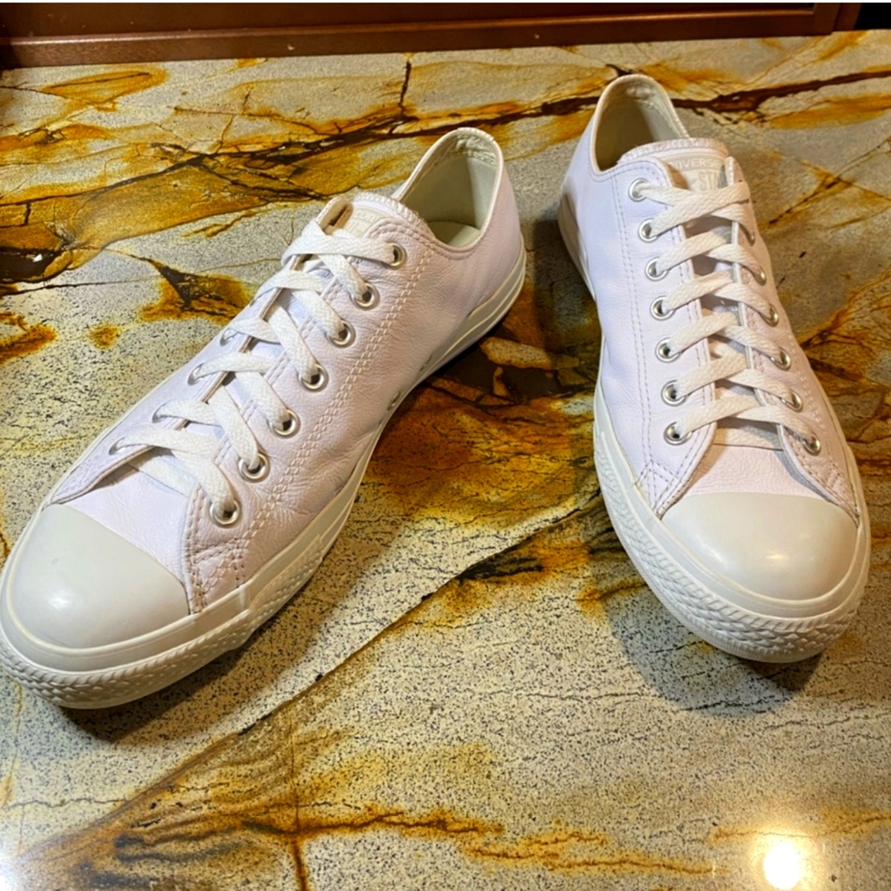 White Leather Converse All Stars